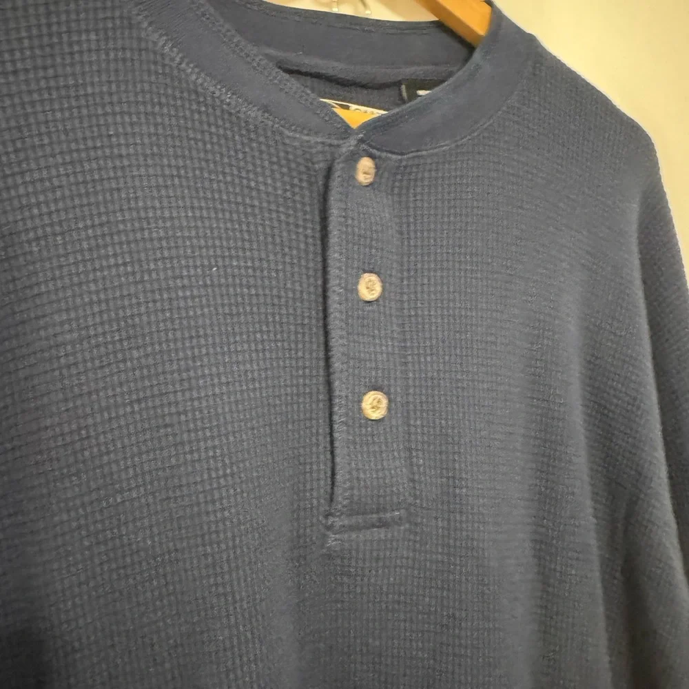 Canyon Guide Outfitters Men's Blue Long Sleeve Henley Thermal Shirt XL